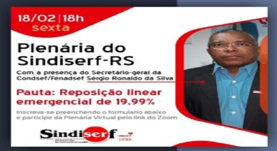 Sindiserf-RS realiza plenária de mobilização pela reposição salarial emergencial de 19,99%