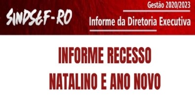 Sindsef-RO informa recesso Natalino e de Ano Novo